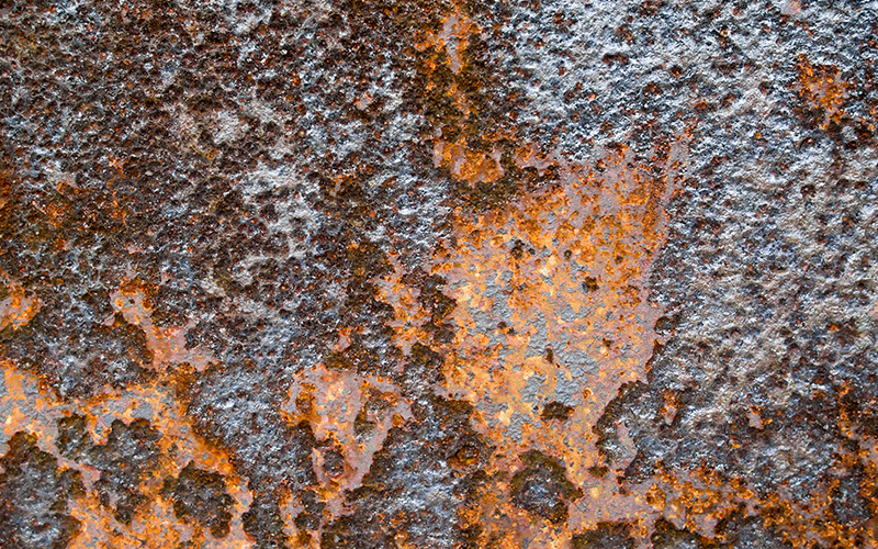 Corroded steel showing factors that affect steel service life